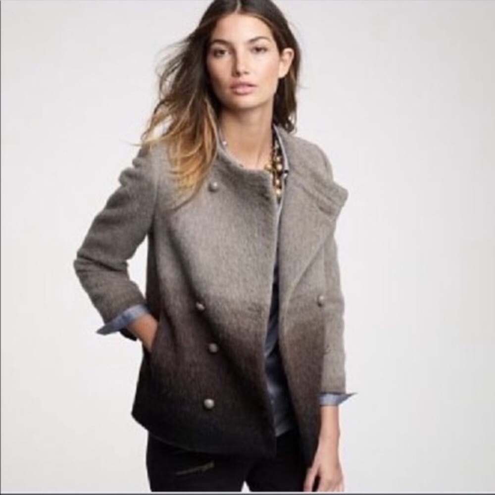 RARE J.Crew Ombre Wool Pea Coat 8